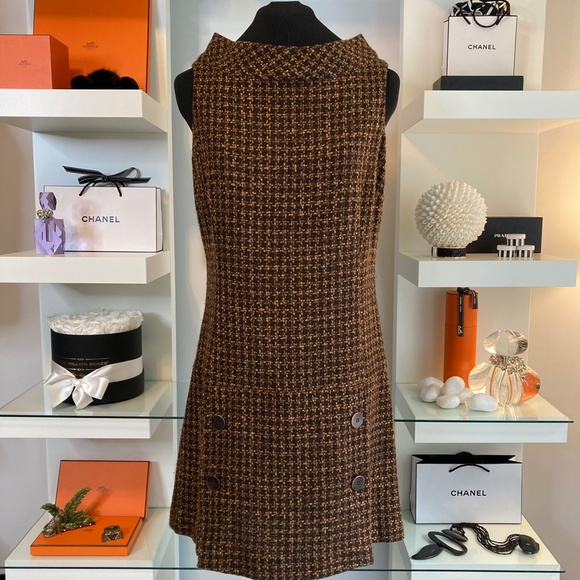 Jean Basic Dresses & Skirts - Sleeveless Brown Tweed Midi Dress